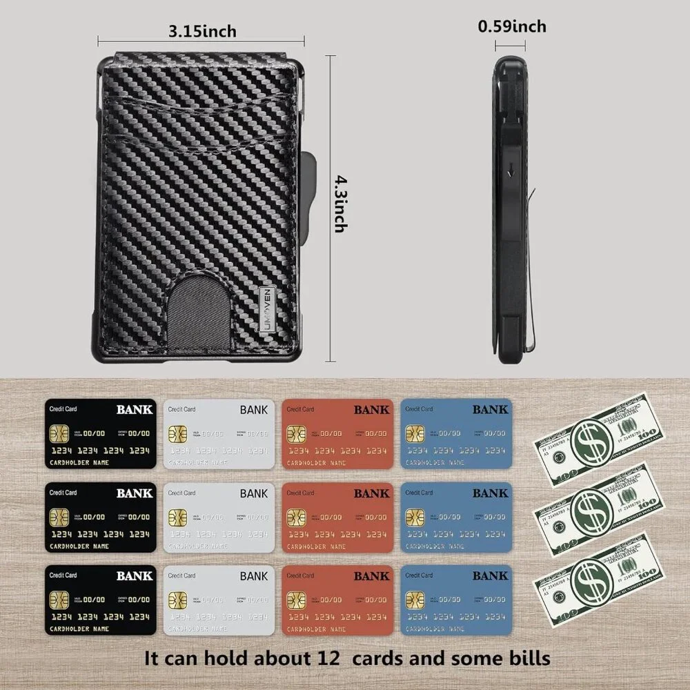 Wallet for Men - with Money Clip Slim Leather Slots Credit Card Holder RFID